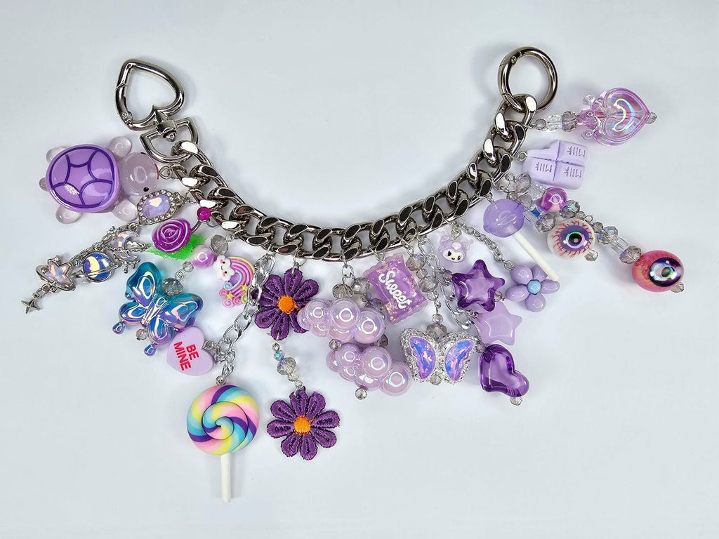 Rainbow Bag Charm Purpple Rain